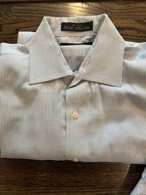 Saks Fifth Avenue Men's Light Blue Micro-Stripe Dress Shirt